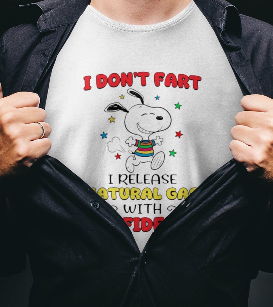 Playful Dog Cartoon I Don't Fart I Release Natural Gas With Confidence T-Shirt