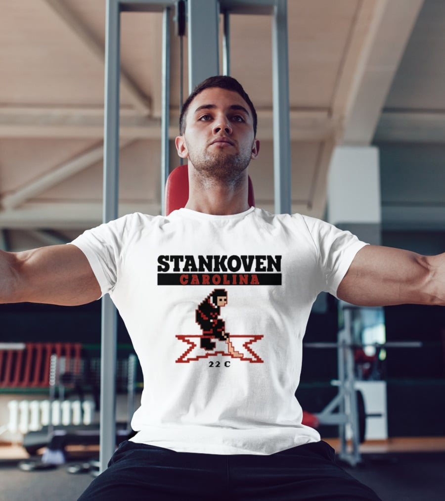 Stankoven Carolina 22C Pixel Hockey Player Retro Styling T-Shirt
