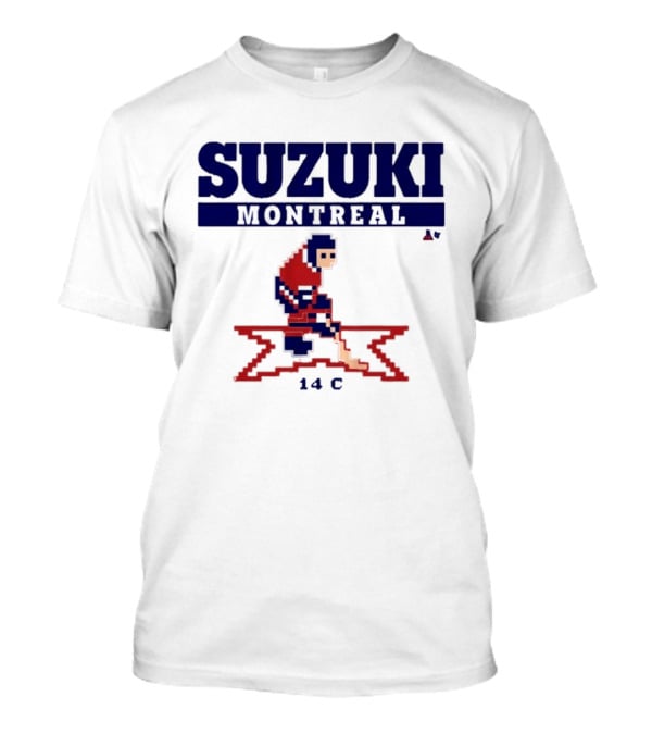 SUZUKI Montreal 14 C Red Hockey Player Pixel T-Shirt