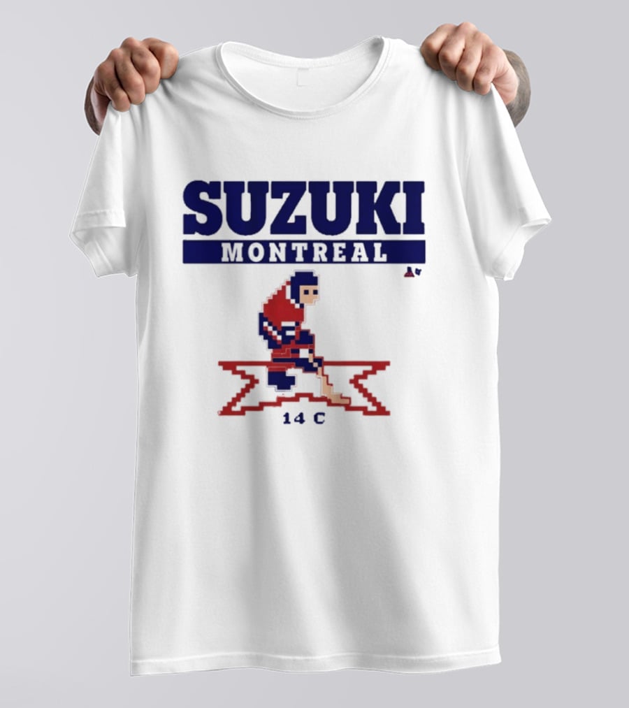 SUZUKI Montreal 14 C Red Hockey Player Pixel T-Shirt