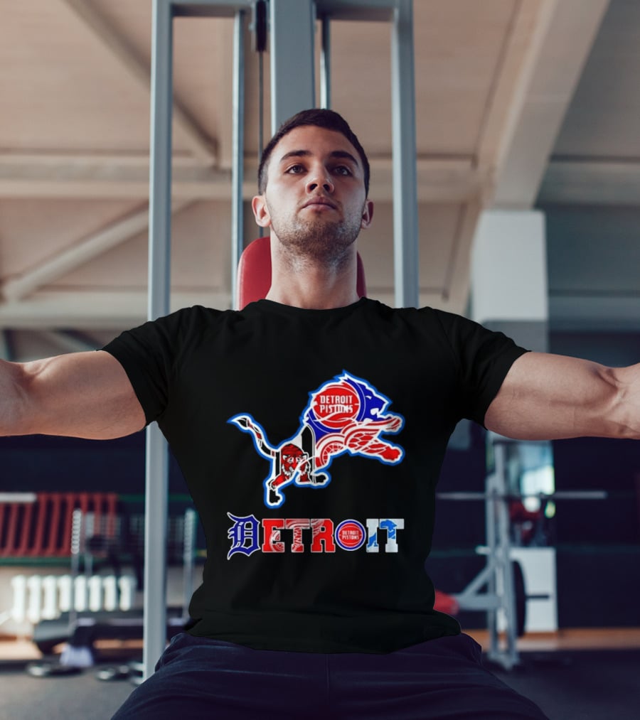 Detroit Lions Pistons Tigers Red Wings Sports Team Mashup T-Shirt