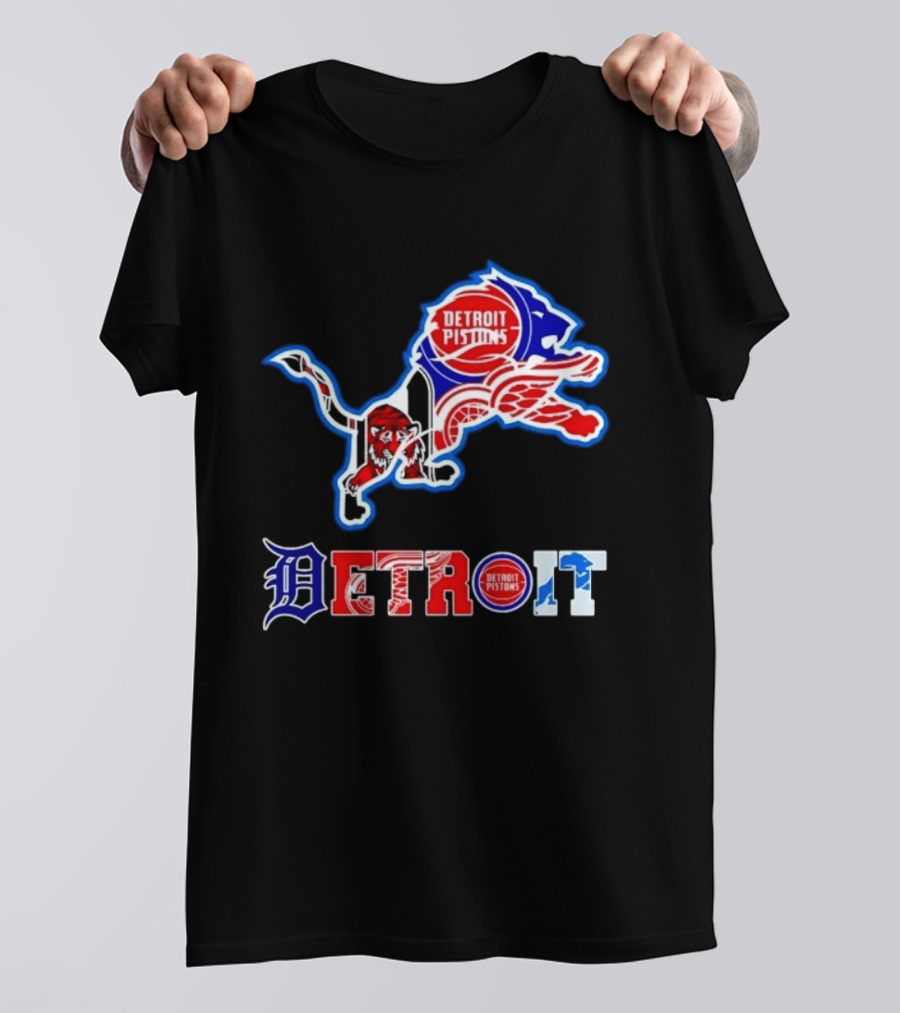 Detroit Lions Pistons Tigers Red Wings Sports Team Mashup T-Shirt