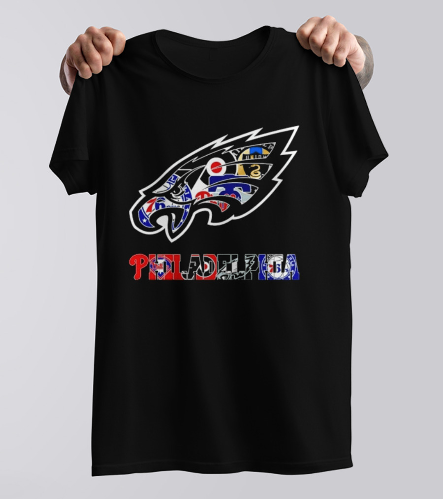 Philadelphia Sports Teams Logos Mashup Eagles Phillies Flyers Sixers Union T-Shirt