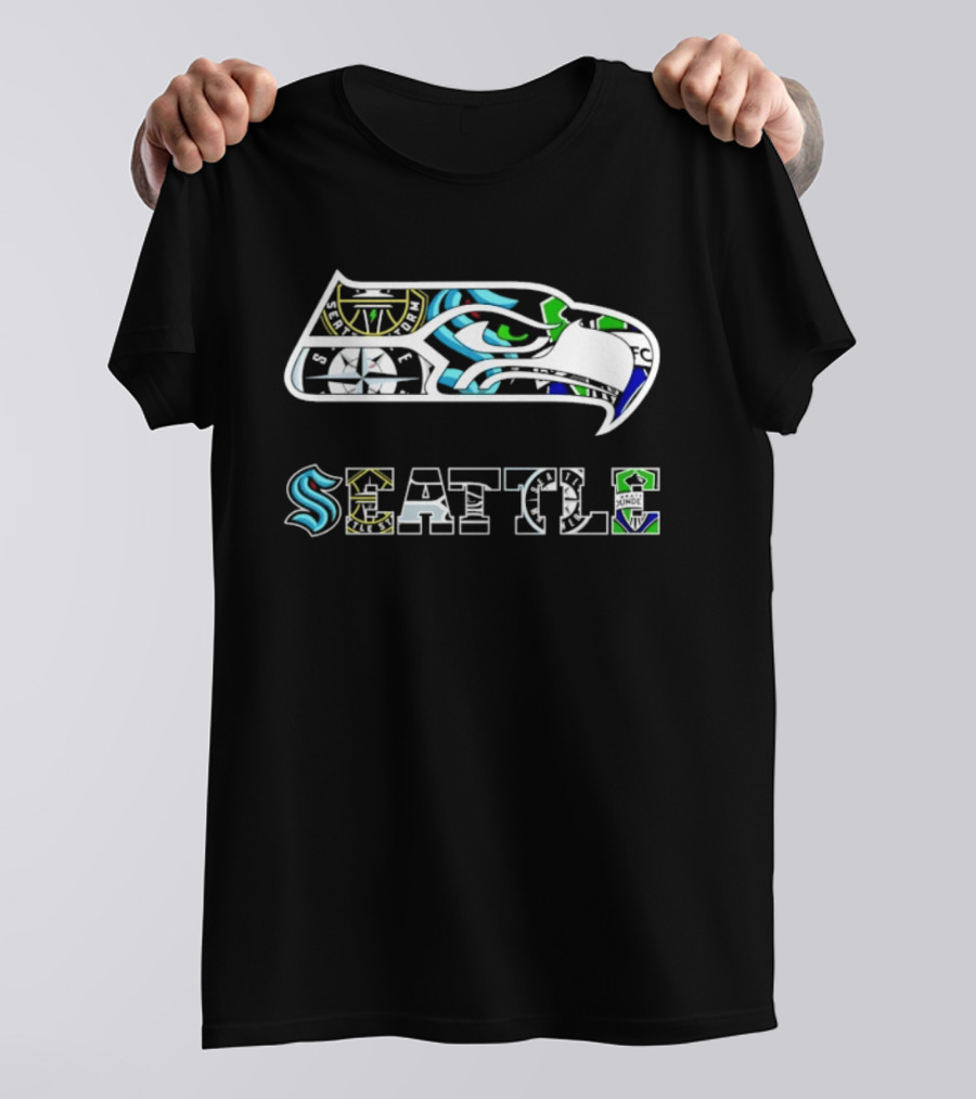 Seattle Sports Team Iconic Symbols Mashup T-Shirt