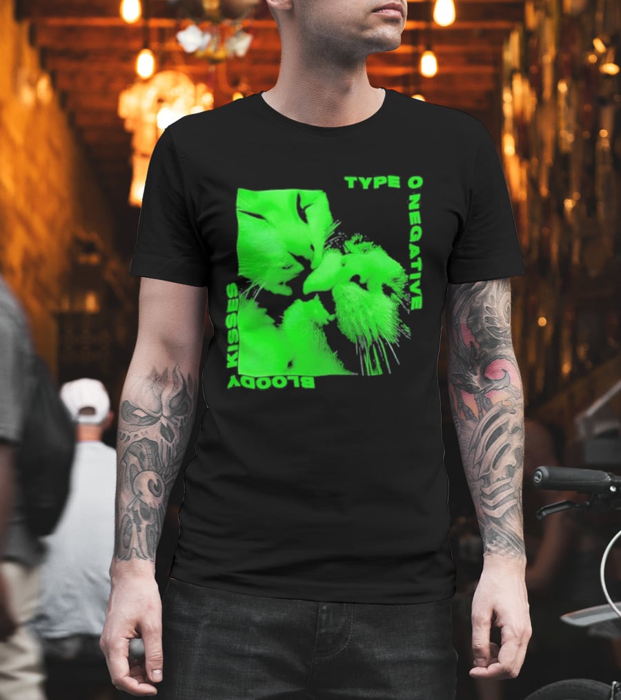 Type O Negative Cat Kissing Kisses Bloody T-Shirt