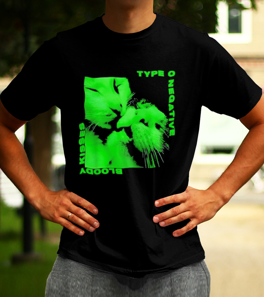 Type O Negative Cat Kissing Kisses Bloody T-Shirt