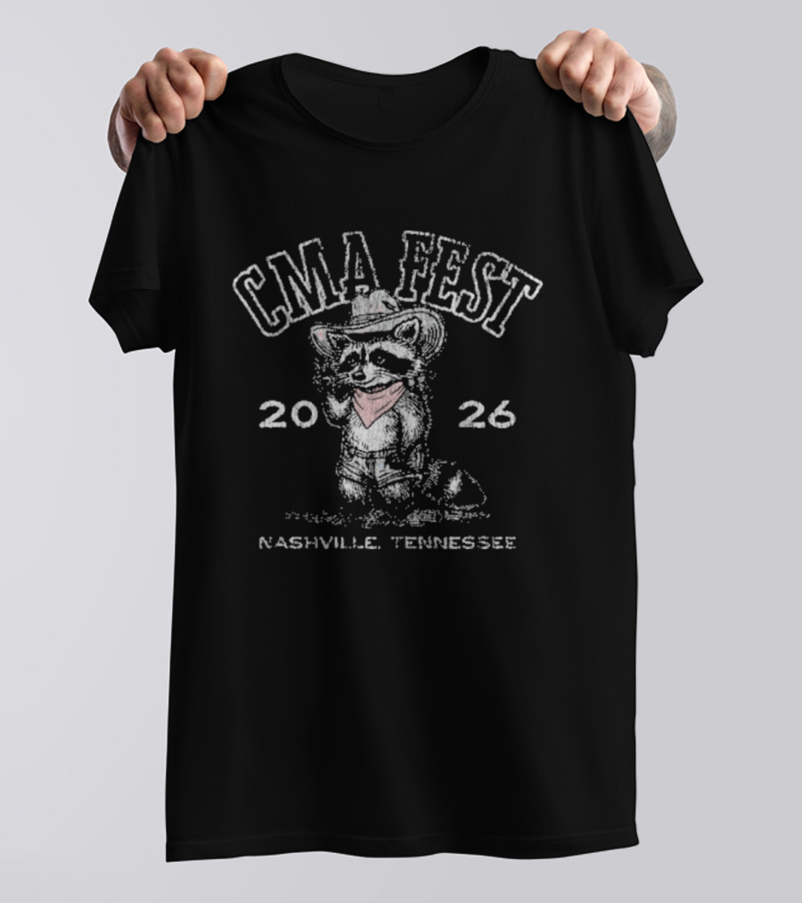 CMA Fest 2026 Raccoon Nashville Tennessee Cowboy Hat Bandana T-Shirt