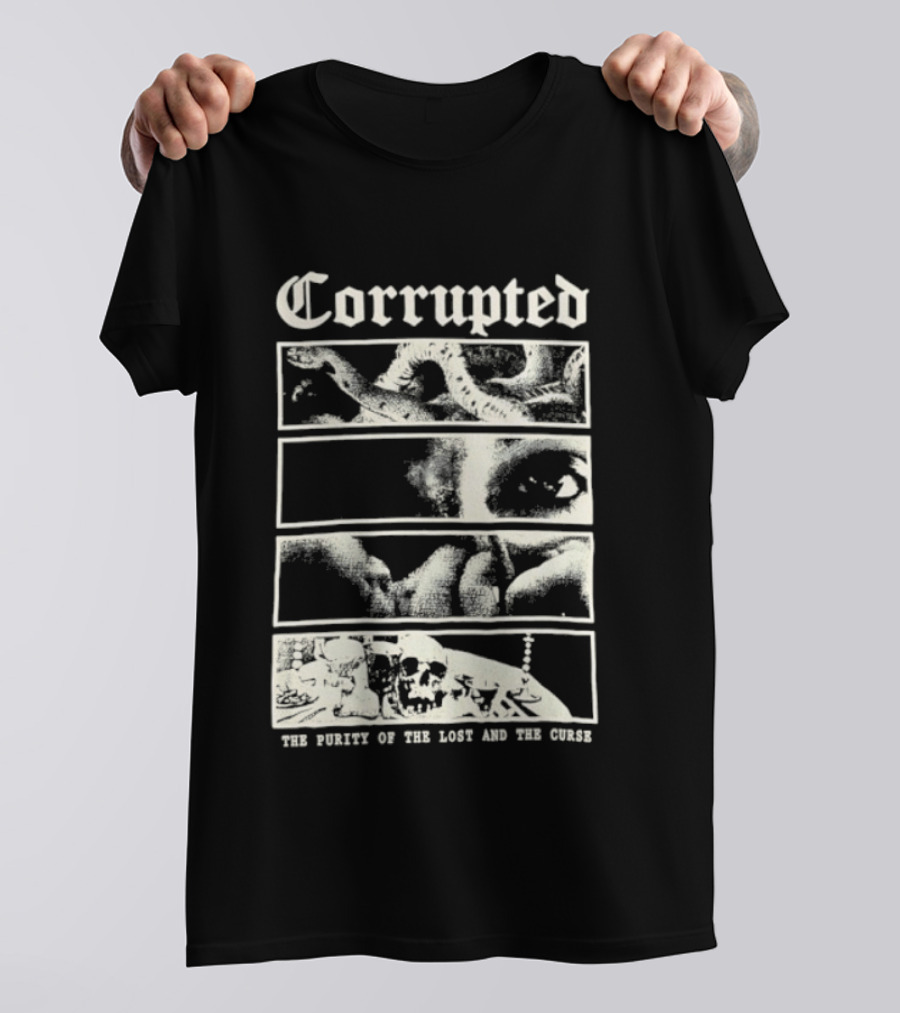 Corrupted The Purity Of The Lost And The Curse Eerie Monochrome Eye Panels T-Shirt