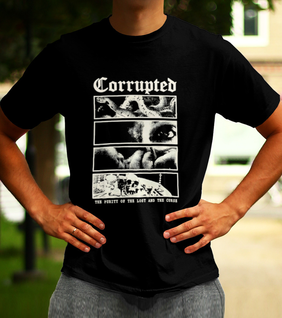 Corrupted The Purity Of The Lost And The Curse Eerie Monochrome Eye Panels T-Shirt
