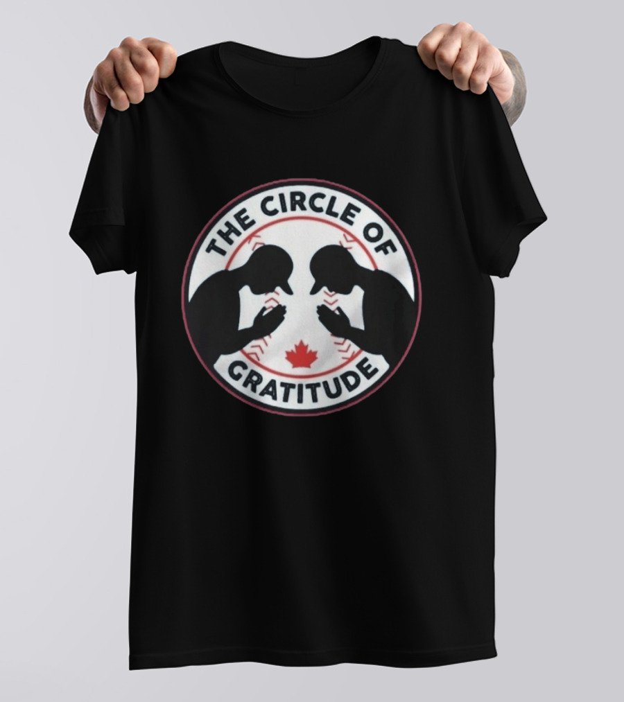 The Circle Of Gratitude Baseball Silhouette Emblem With Maple Leaf T-Shirt