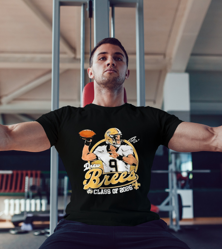 Drew Brees Class Of 2026 Vintage Football Quarterback Tribute NFL Fandom T-Shirt