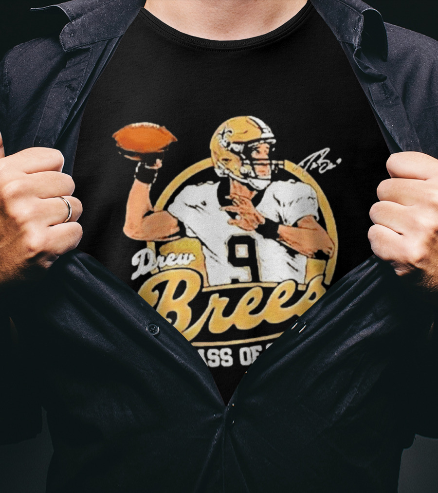 Drew Brees Class Of 2026 Vintage Football Quarterback Tribute NFL Fandom T-Shirt