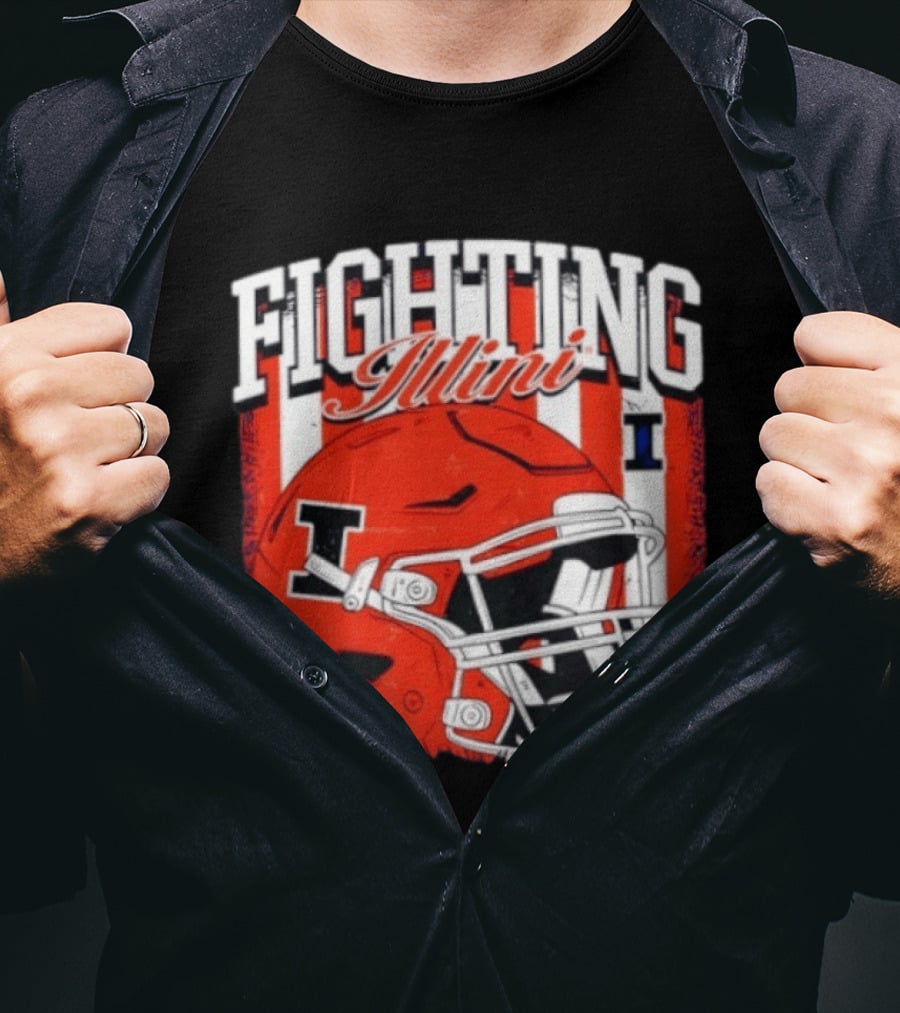 Fighting Illini NCAA Football Illinois Helmet T-Shirt