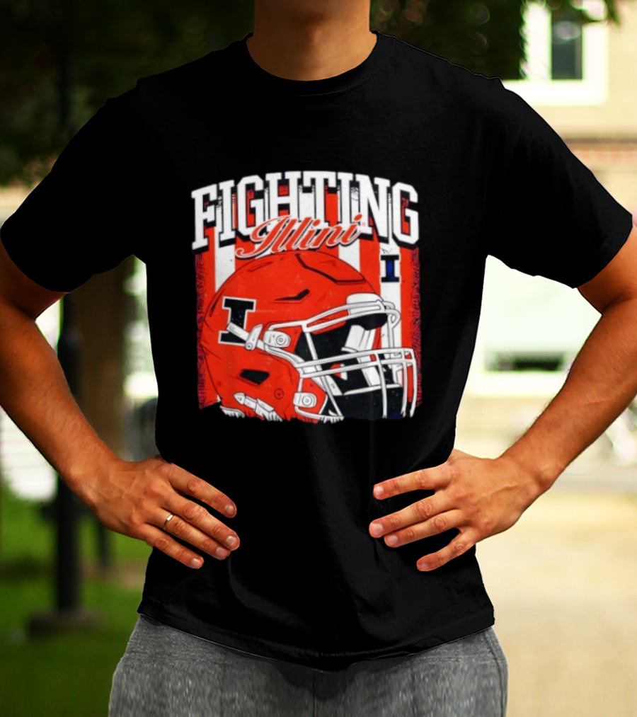 Fighting Illini NCAA Football Illinois Helmet T-Shirt