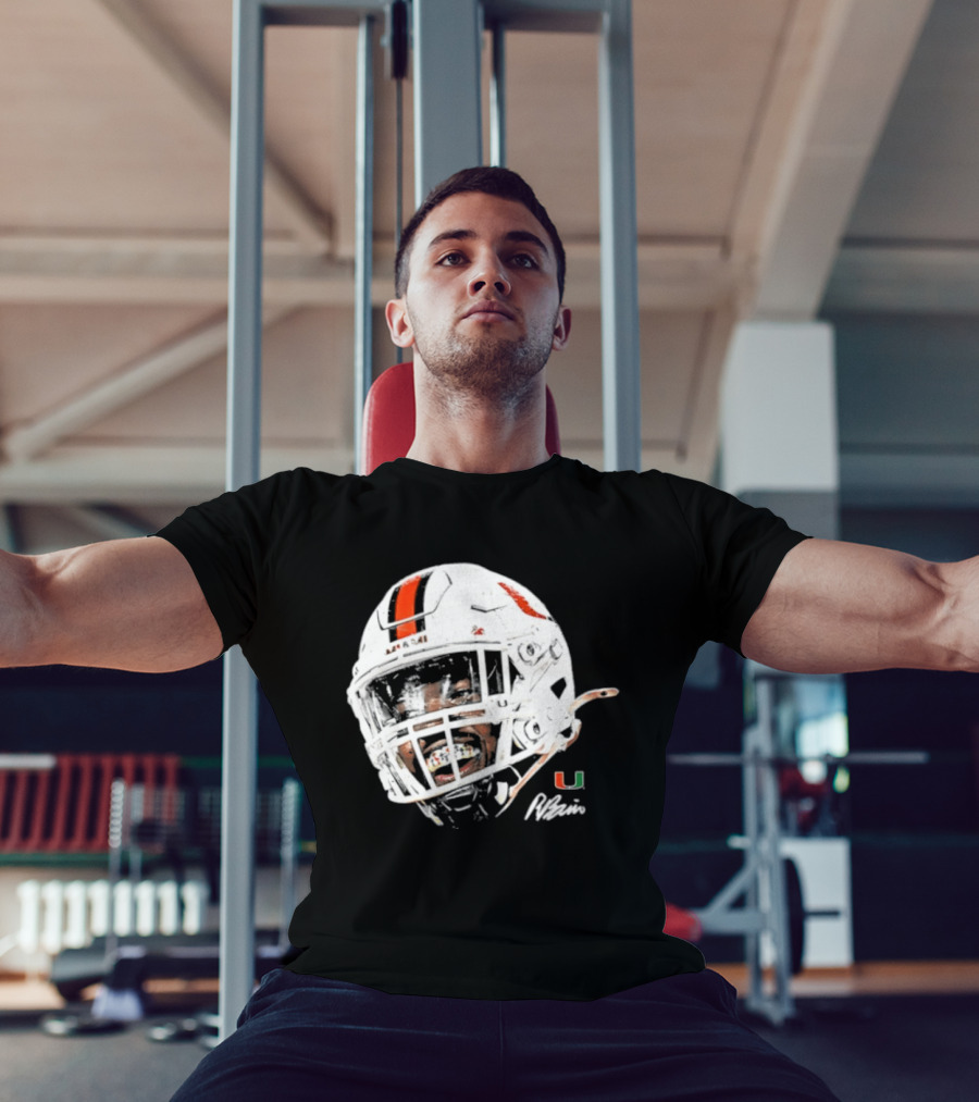 Miami Hurricanes Rueben Bain Jr. Game Face Helmet NCAA Football U T-Shirt