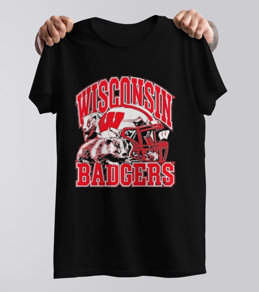 Wisconsin Badgers Football Helmet NCAA Team Pride T-Shirt