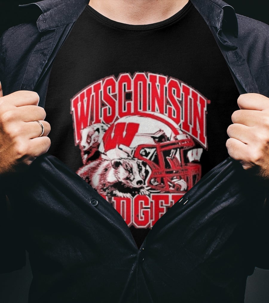 Wisconsin Badgers Football Helmet NCAA Team Pride T-Shirt