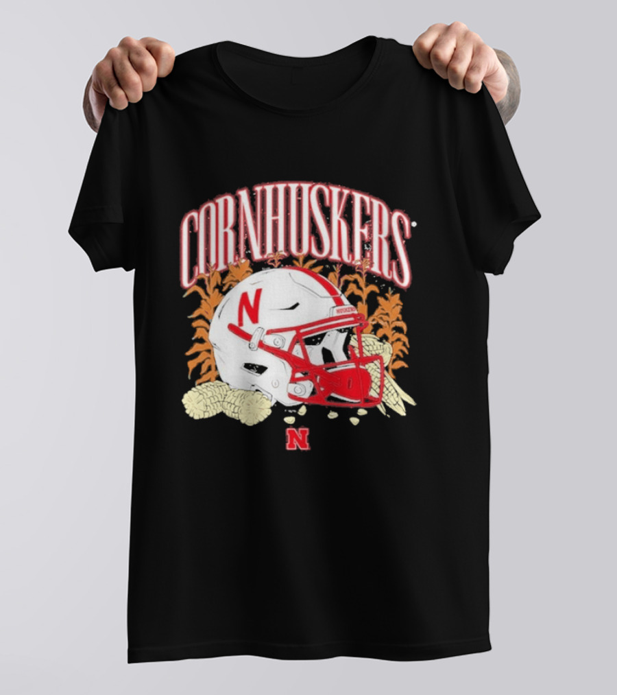 Cornhuskers Nebraska Football Helmet Ncaa Corn Stalks Iconic Red Letter N T-Shirt