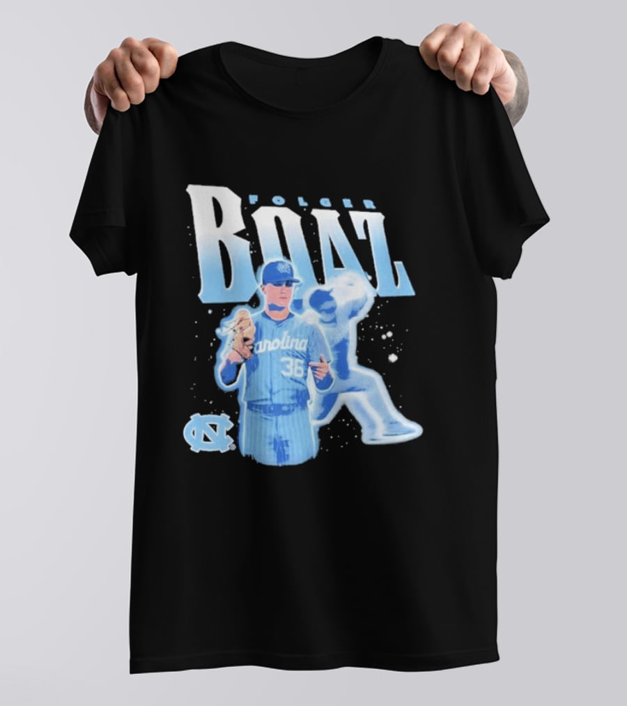 Folger Boaz Carolina Tar Heels Baseball 36 North Carolina Illustrated T-Shirt