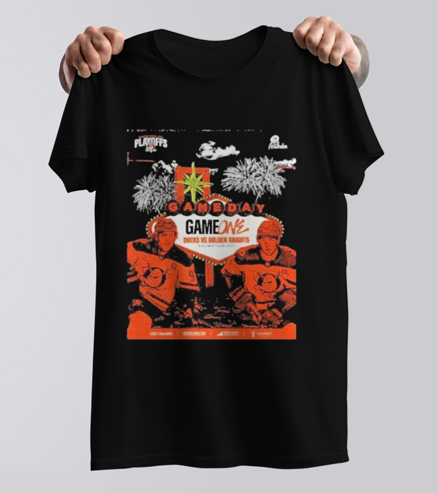 NHL Playoffs Gameday Game One Ducks Vs Vegas Golden Knights 10:30 PM Puck Drop T-Shirt