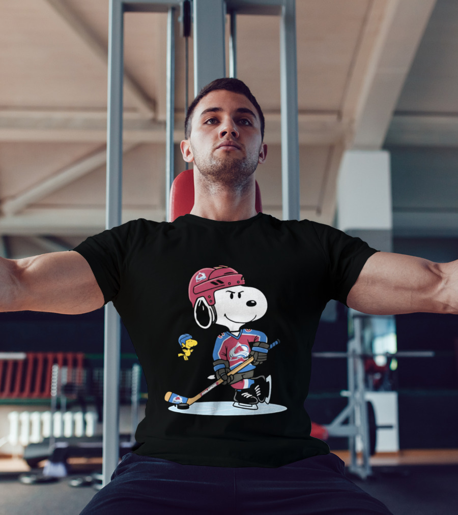 Snoopy Woodstock Colorado Avalanche NHL Hockey Peanuts Collaboration T-Shirt