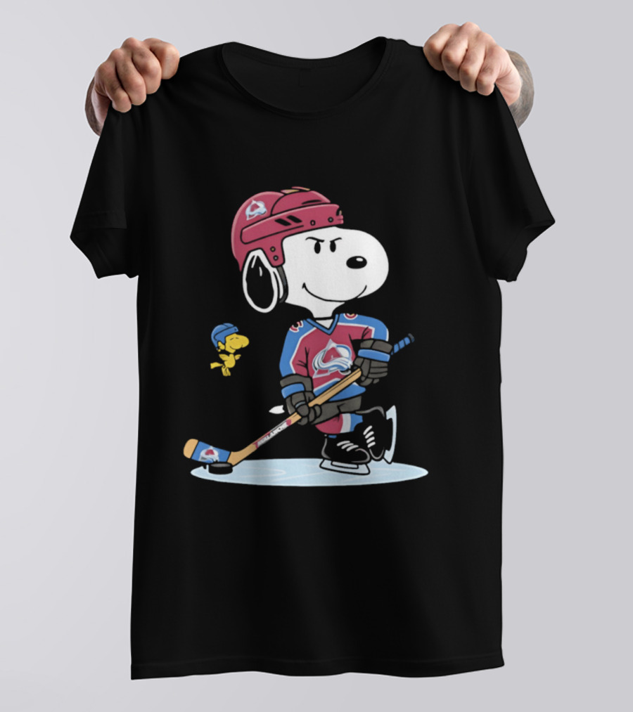 Snoopy Woodstock Colorado Avalanche NHL Hockey Peanuts Collaboration T-Shirt