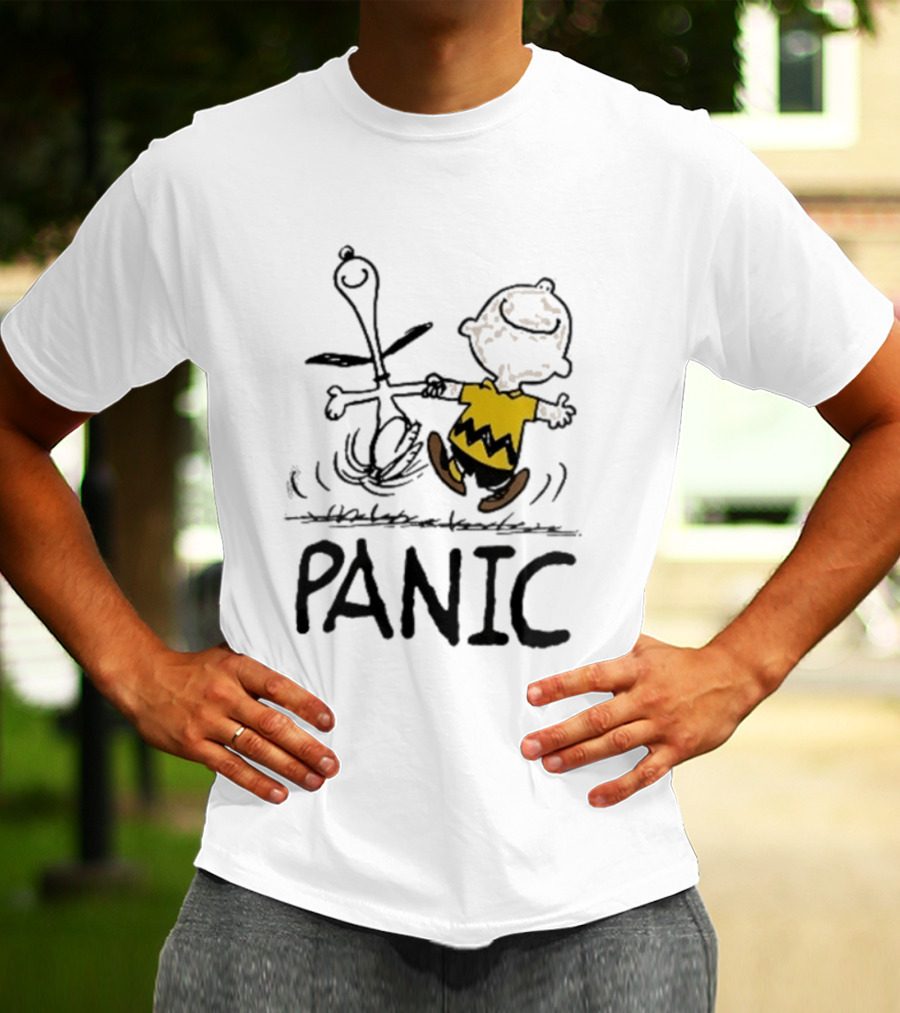 Charlie Brown Snoopy Panic Sometimes A Dog Is As Good As Any Man Peanuts Comic Strip Fun T-Shirt