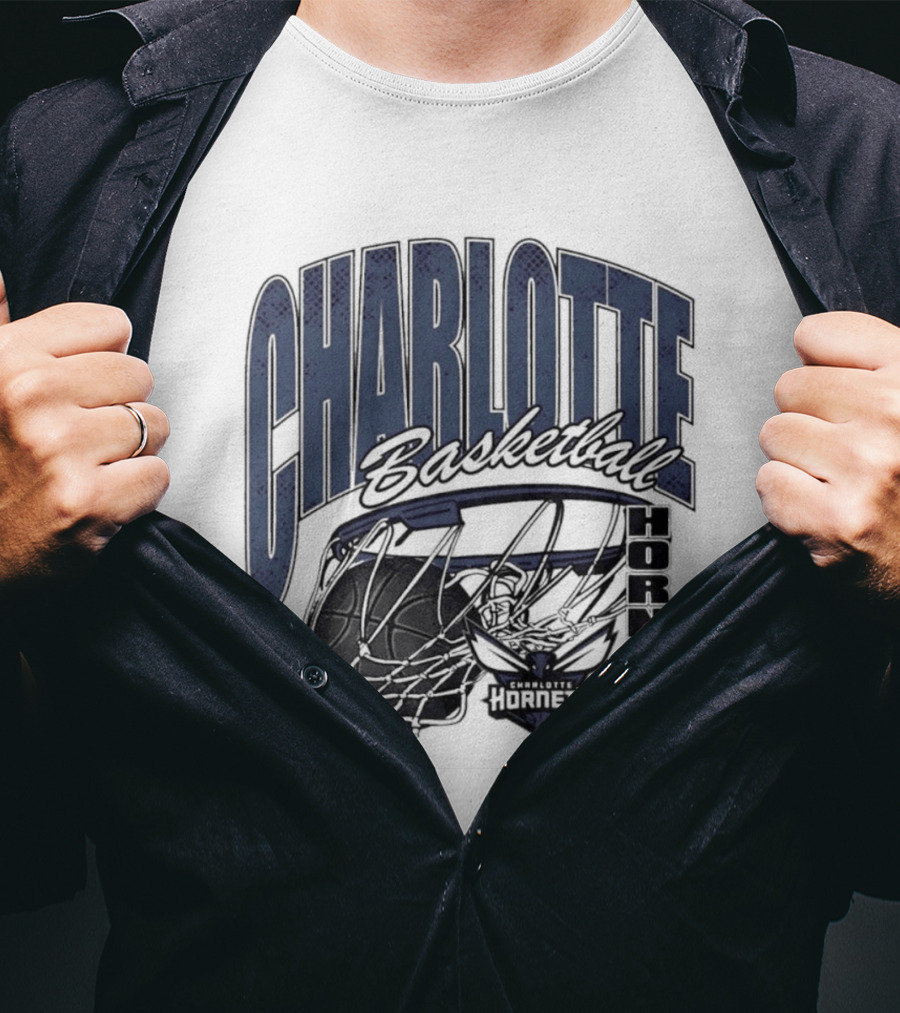 Charlotte Hornets Basketball Script Swish Iconic NBA Team T-Shirt