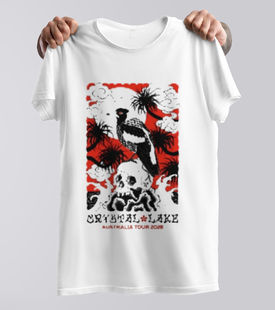 Crystal Lake Australia Tour 2026 Bird Skull Tropical T-Shirt