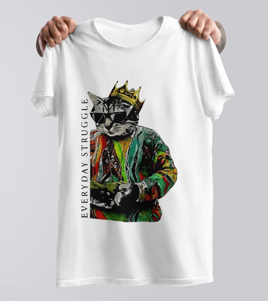 Everyday Struggle Notorious B.I.G Cat Meme Crown Sunglasses T-Shirt