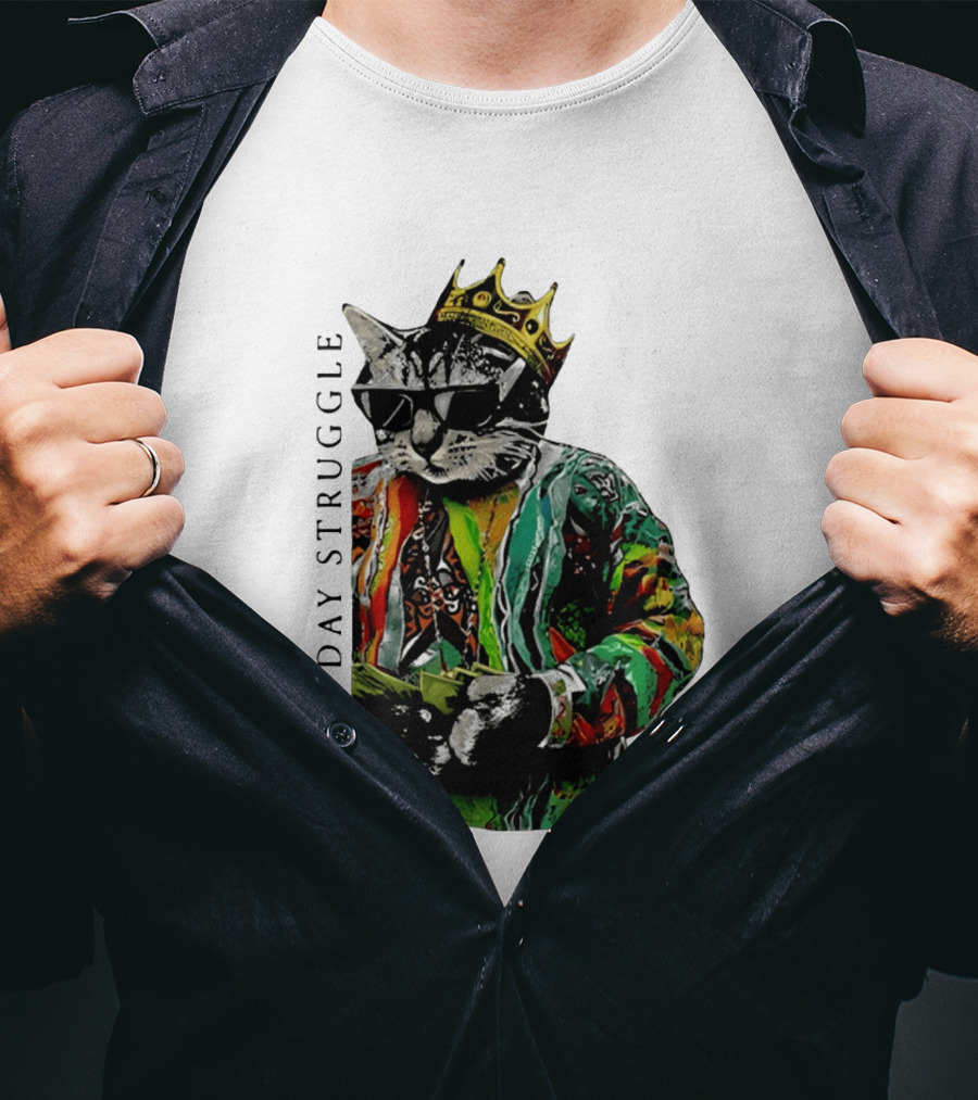 Everyday Struggle Notorious B.I.G Cat Meme Crown Sunglasses T-Shirt