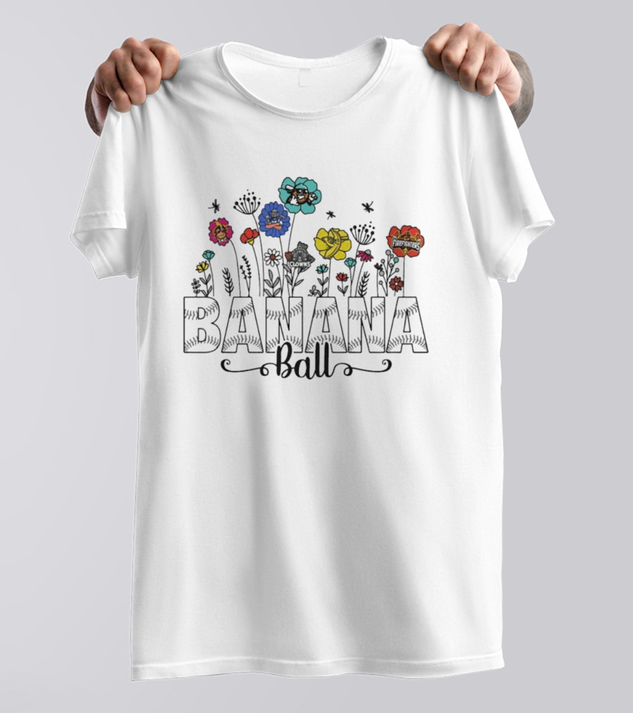 Floral Banana Ball Wildflower Design With Blooms T-Shirt
