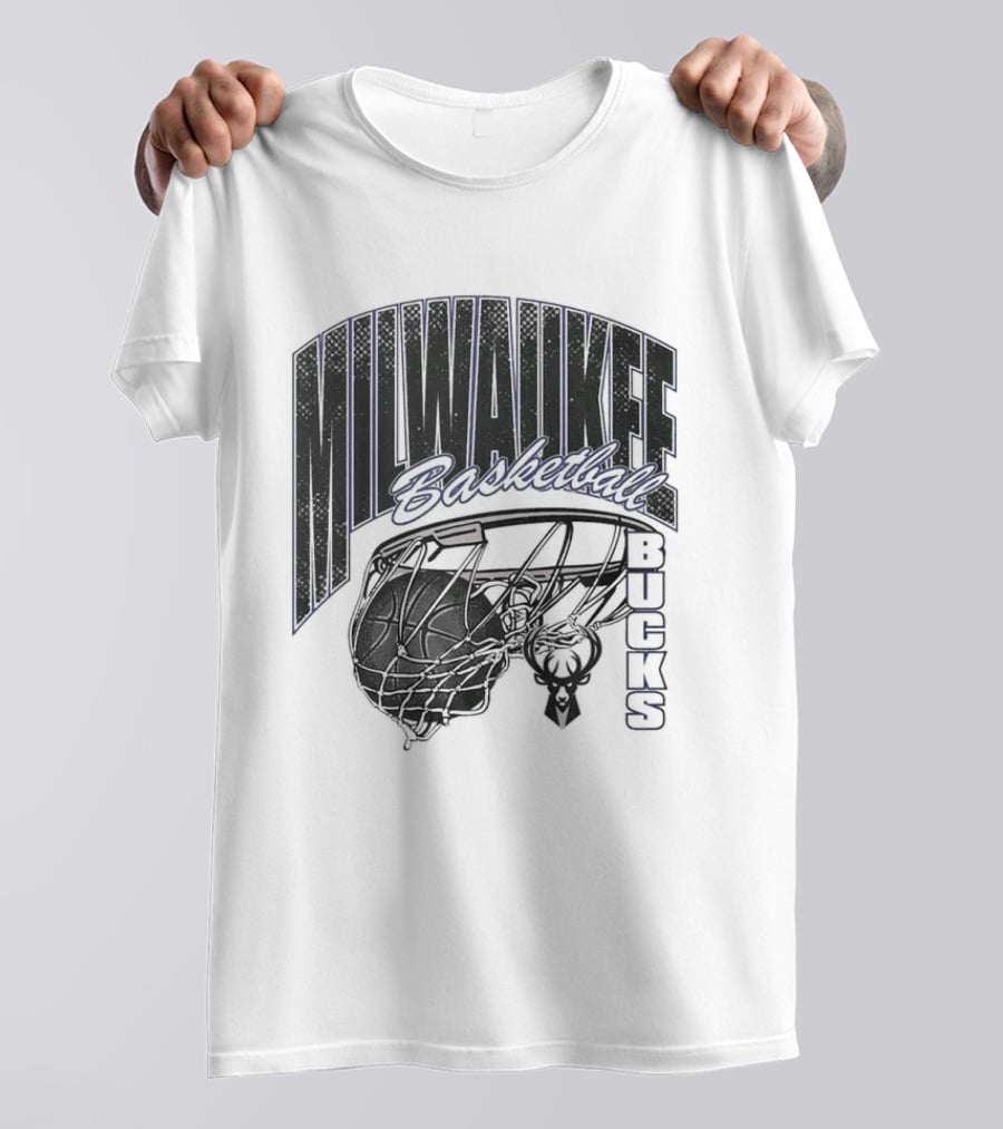 Milwaukee Bucks Basketball Swish Deer Hoop T-Shirt