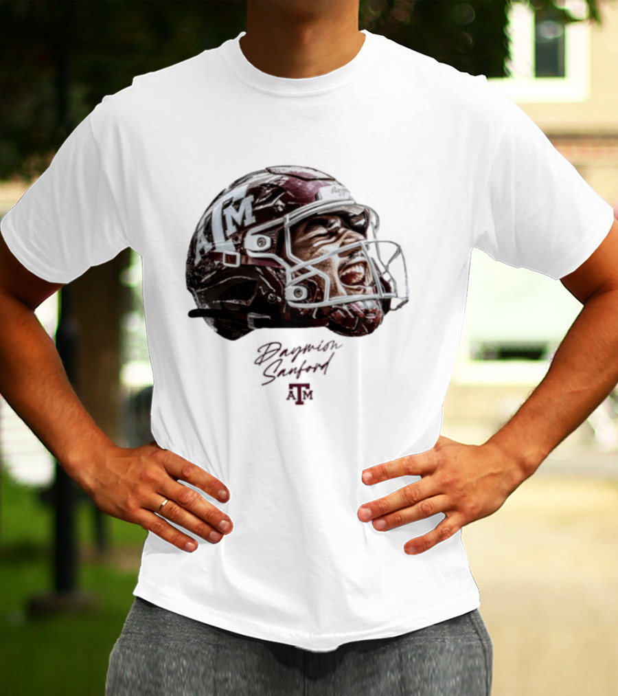 Texas A&M Aggies Football Helmet Game Face Daymion Sanford NCAA T-Shirt
