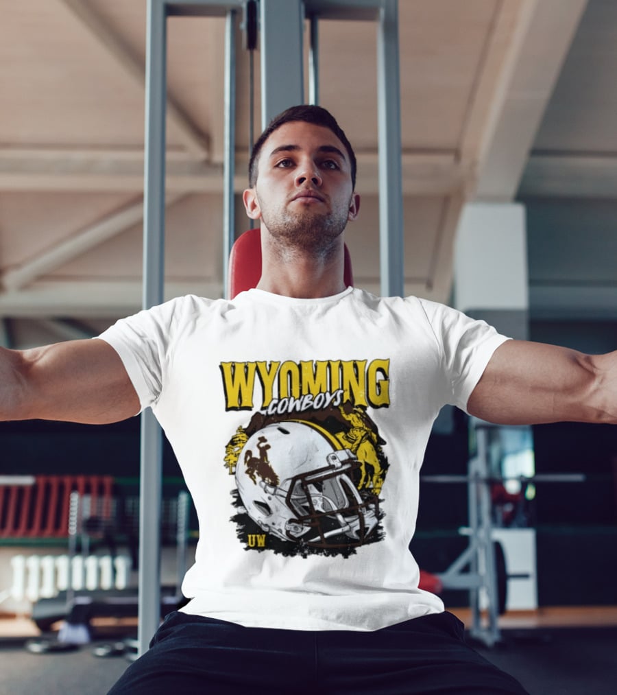 Wyoming Cowboys UW Football Helmet NCAA T-Shirt