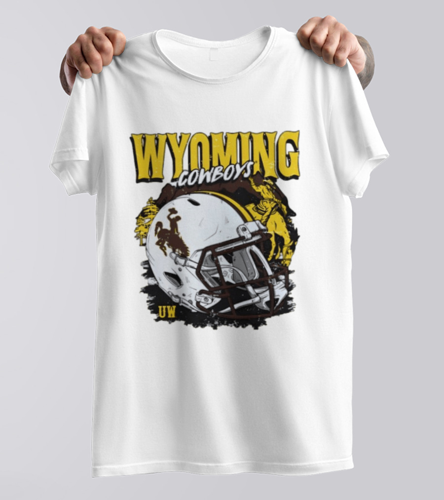 Wyoming Cowboys UW Football Helmet NCAA T-Shirt