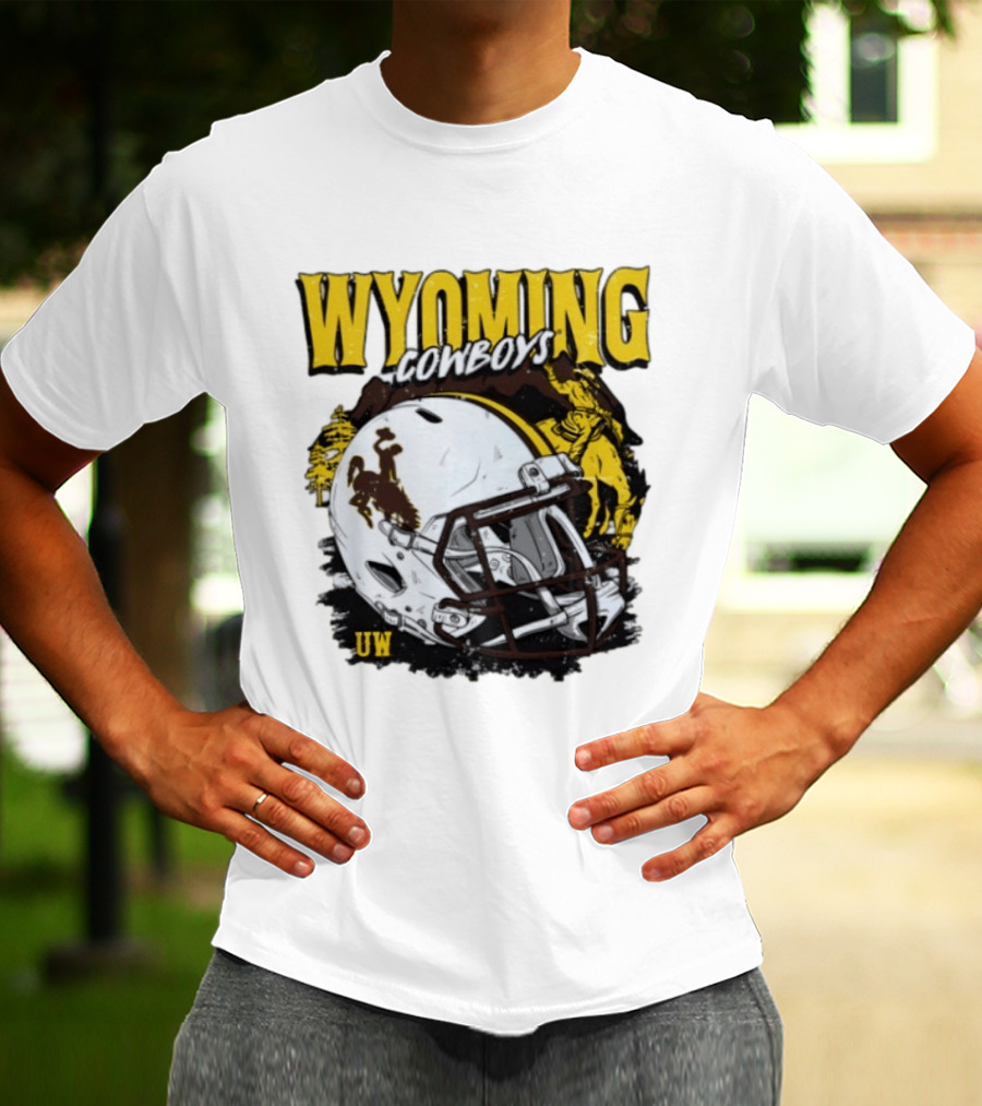 Wyoming Cowboys UW Football Helmet NCAA T-Shirt