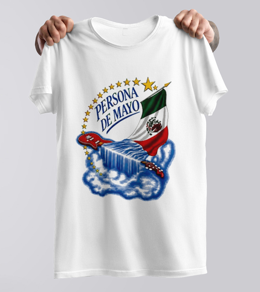 Persona De Mayo Mexican Flag Guitar Star Celebration T-Shirt