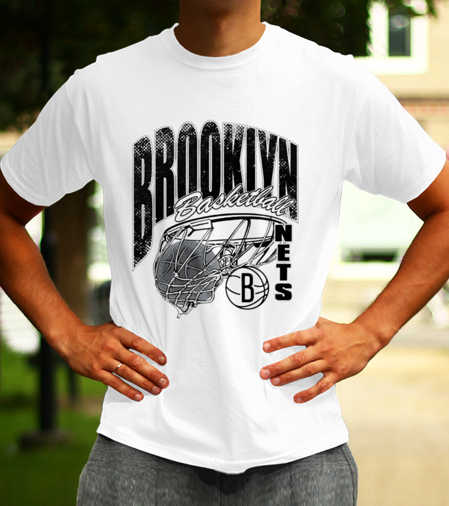 Brooklyn Basketball Nets Swish Ball Script T-Shirt
