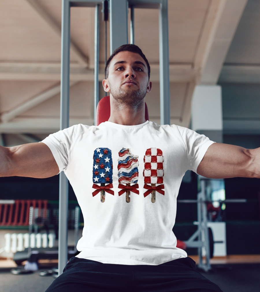 Patriotic Popsicle Stars Stripes Red White Blue T-Shirt