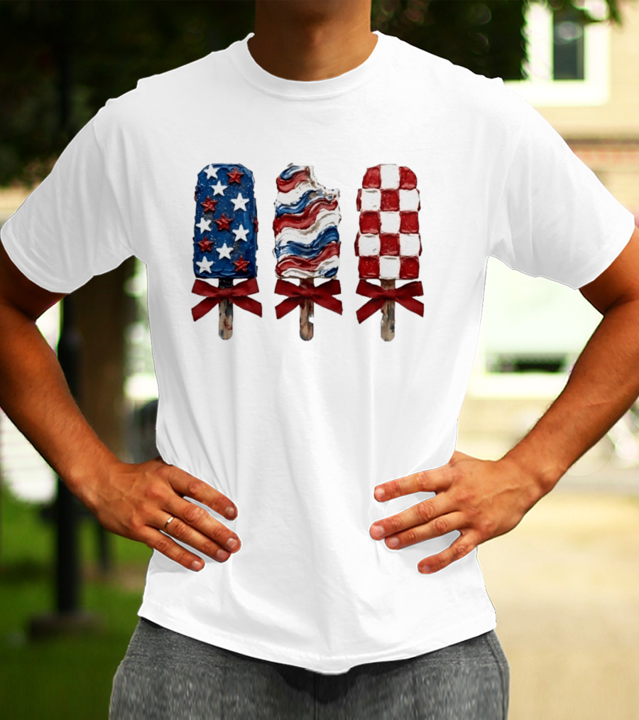 Patriotic Popsicle Stars Stripes Red White Blue T-Shirt