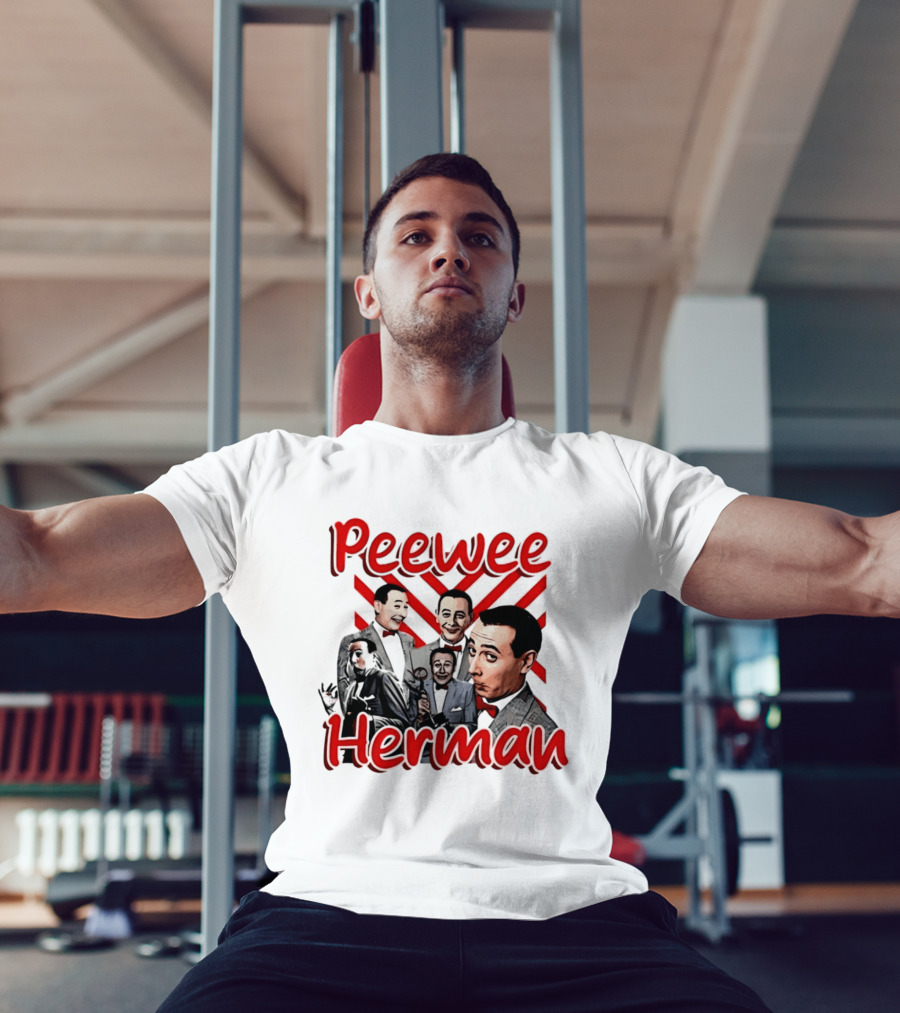 Peewee Herman Iconic Characters Collage Red And Black T-Shirt