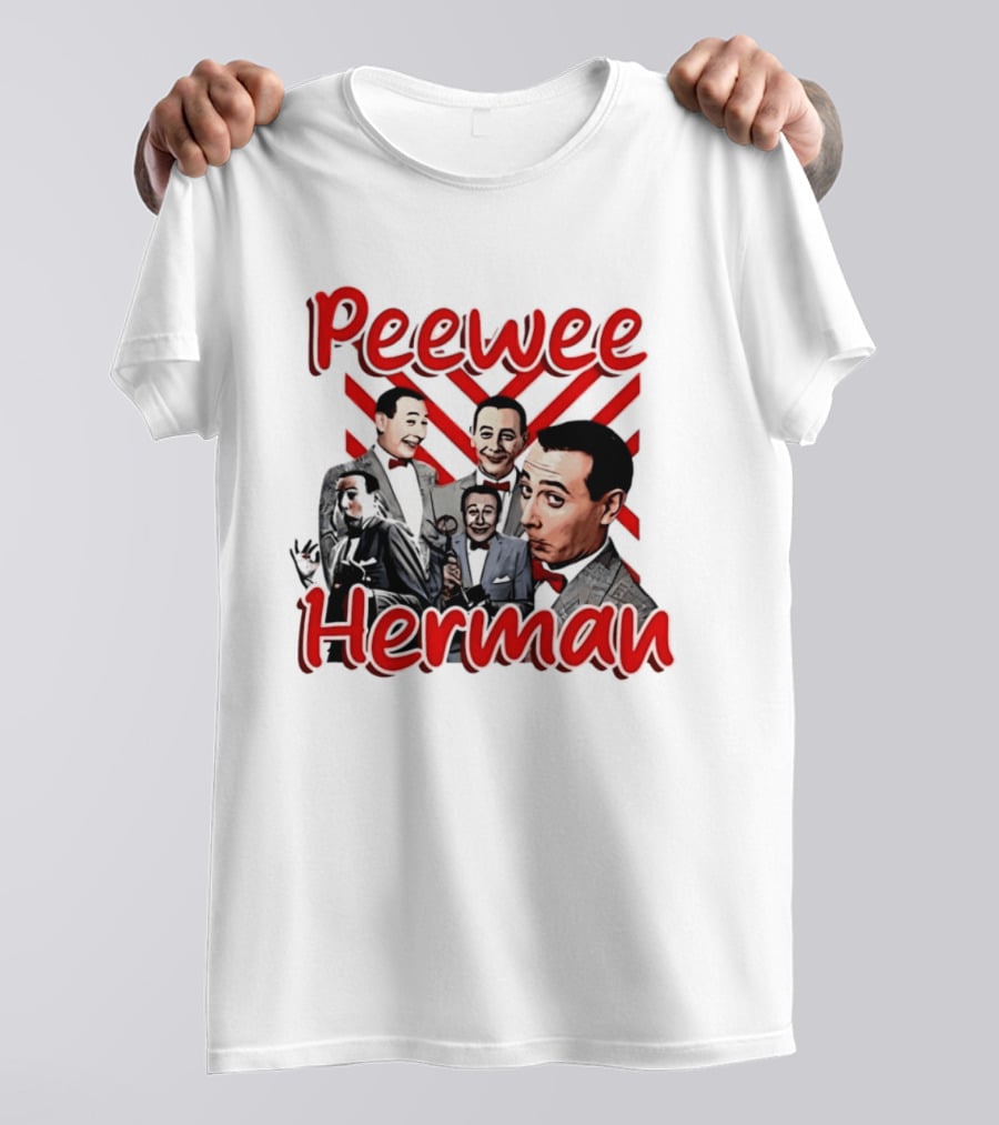 Peewee Herman Iconic Characters Collage Red And Black T-Shirt