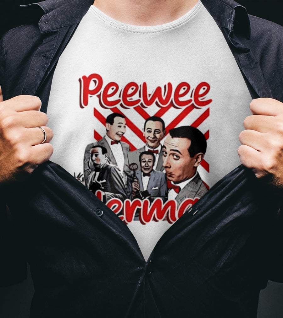 Peewee Herman Iconic Characters Collage Red And Black T-Shirt