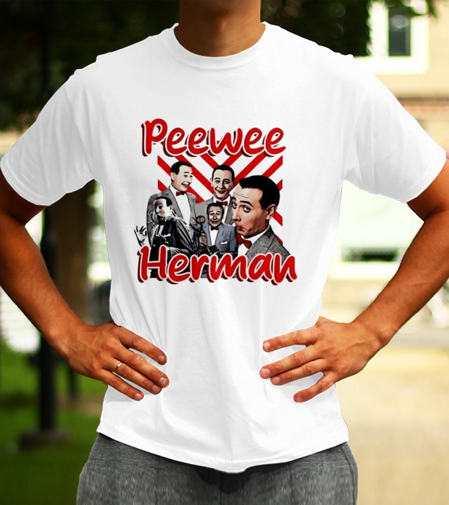 Peewee Herman Iconic Characters Collage Red And Black T-Shirt