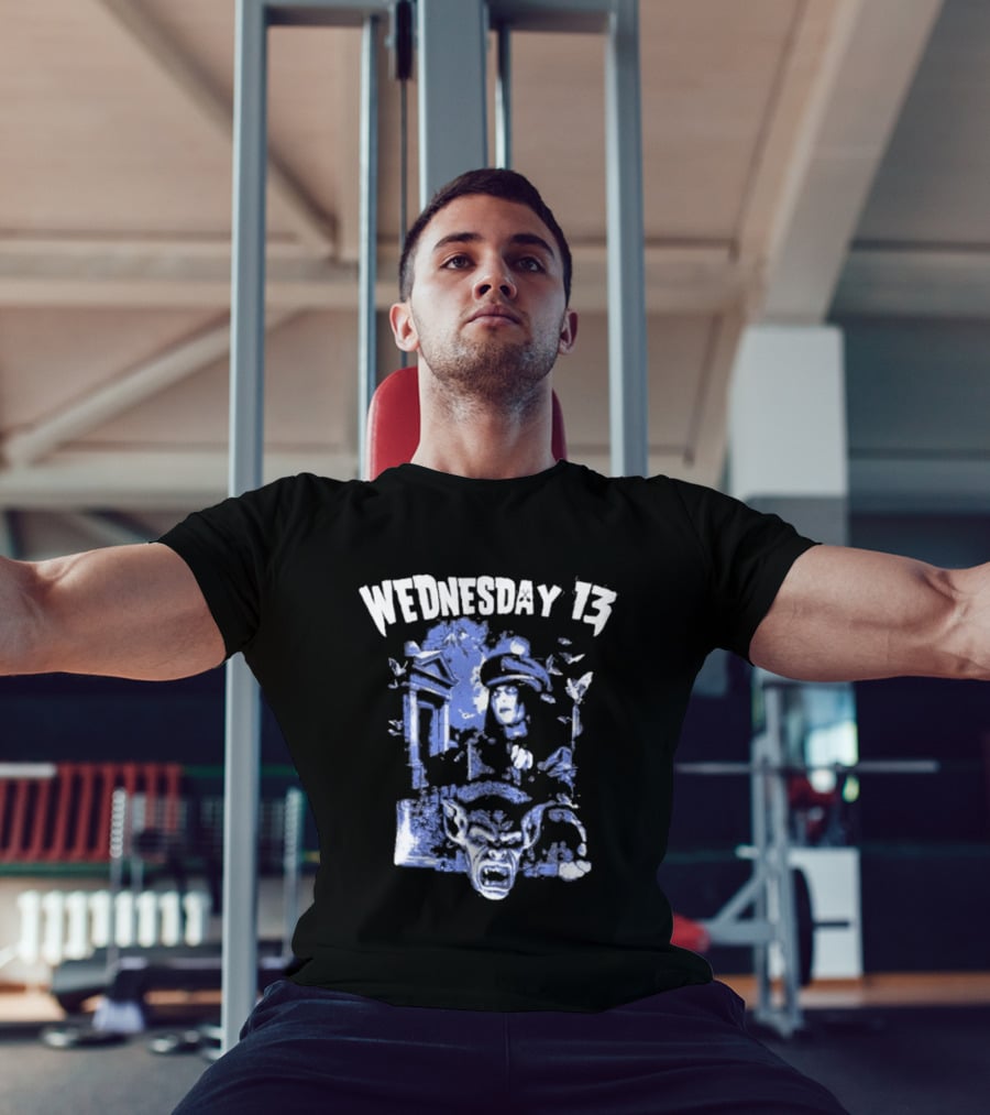 Wednesday 13 Horror Cemetery Blue Monster Scene T-Shirt