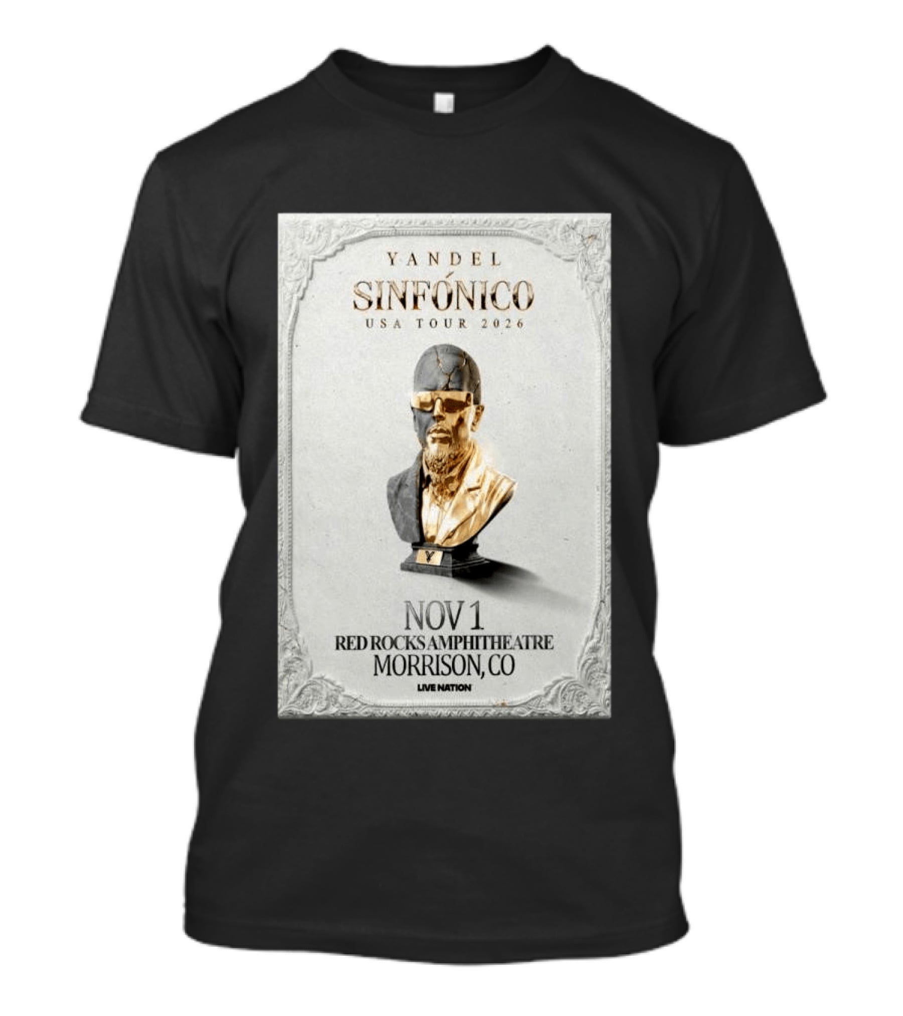 Yandel Sinfónico USA Tour 2026 Nov 1 Red Rocks Amphitheatre Morrison CO Live Nation T-Shirt