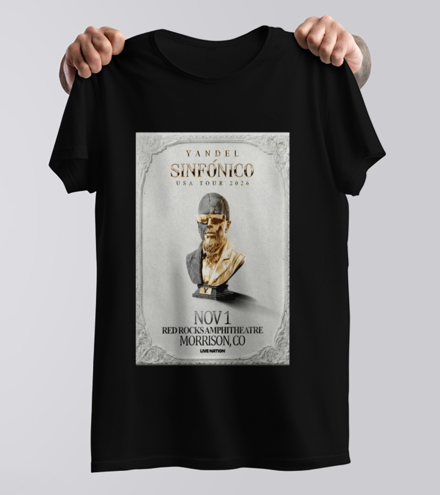 Yandel Sinfónico USA Tour 2026 Nov 1 Red Rocks Amphitheatre Morrison CO Live Nation T-Shirt