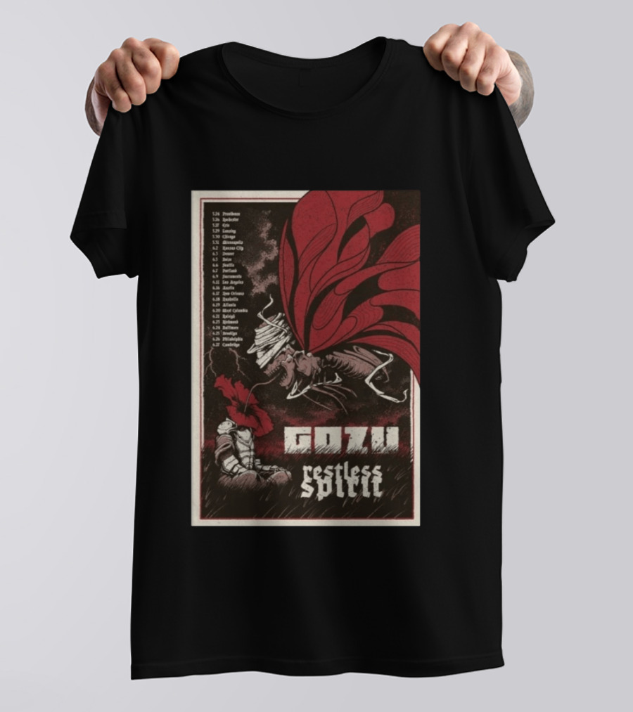 Gozu Restless Spirit Tour 2026 Providence Boston NYC Los Angeles Chicago Dates T-Shirt