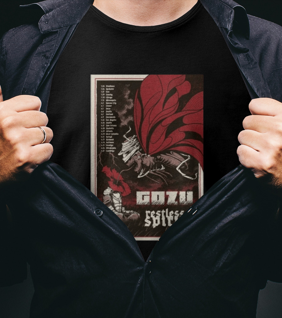 Gozu Restless Spirit Tour 2026 Providence Boston NYC Los Angeles Chicago Dates T-Shirt